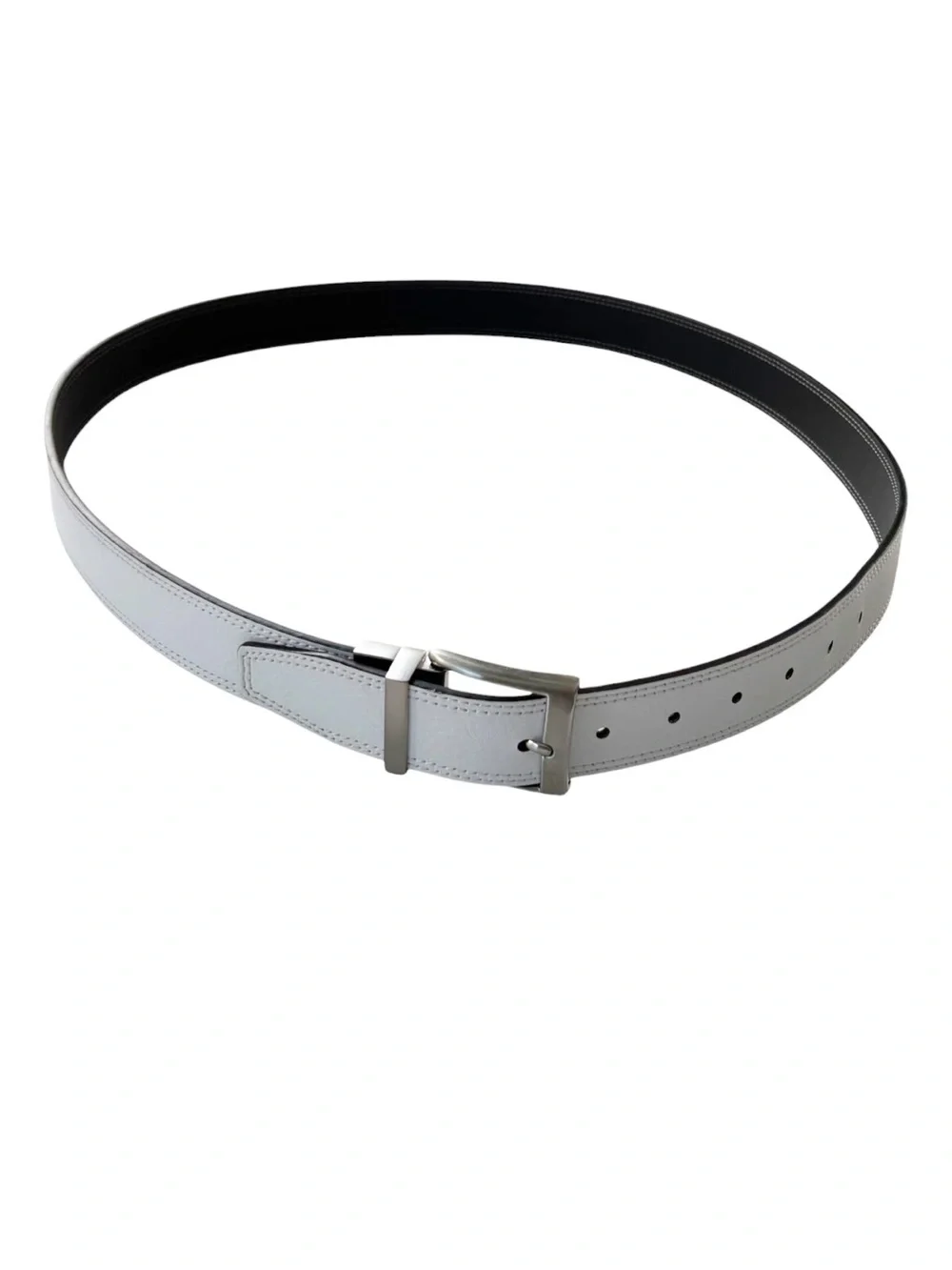 Nike Genuine Leather Reversible black and white mens brushed nickel belt | XL